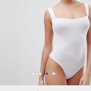 White Square Neck Bodysuit